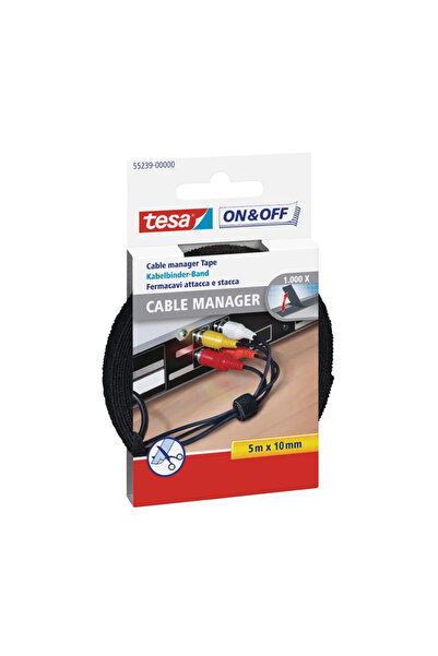 OEM Banda velcro Tesa On & Off, pentru cabluri, 10 mm, L 5 metri, negru
