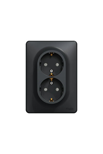 OEM Priza dubla Sedna New, cu impamantare si protectie copii, IP20, antracit