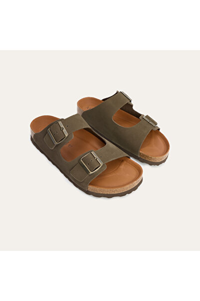 Mudo Banded Genuine Leather Slippers