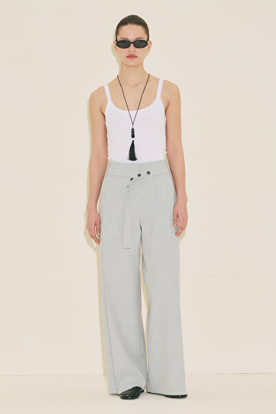 Manuka Wide Pleated Detail Ke Belt Pants Blue