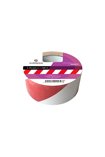 OEM Banda avertizare, alb-rosu, latime 75 mm, lungime 100 metri