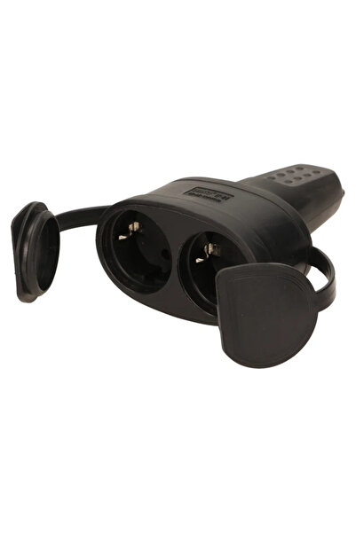 OEM Double coupler for Orno plug, outdoor, 16A, IP44, rubber, black