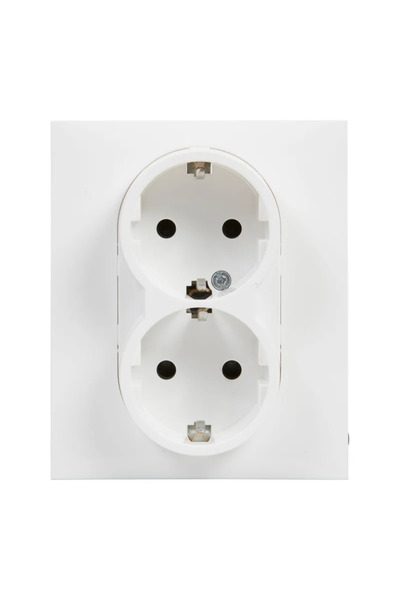 OEM SUNO double socket, 2P+E, automatic terminals, child protection, IP20, white