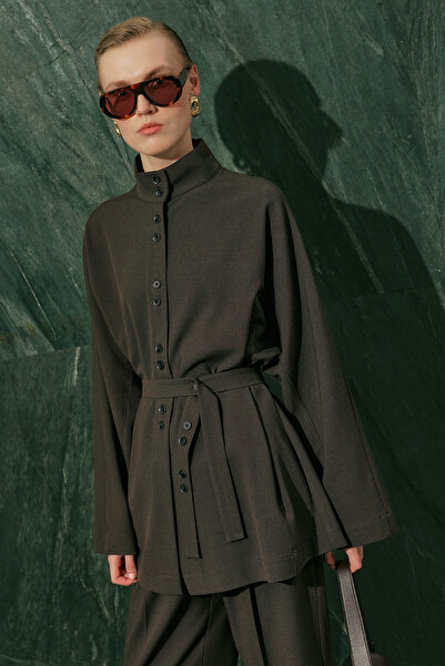 Manuka Belted Jacket Brown