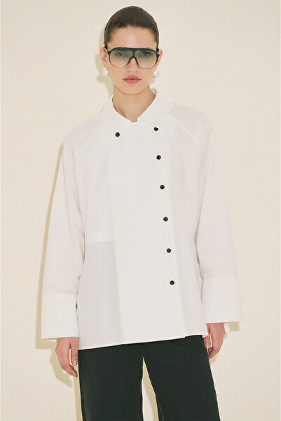 Manuka MILO διπλό πέτο ΜΠΛΟΥΖΑΚΙ ΜΕ ΚΟΥΜΠΩΜΑ ΕΚΡΟΥ