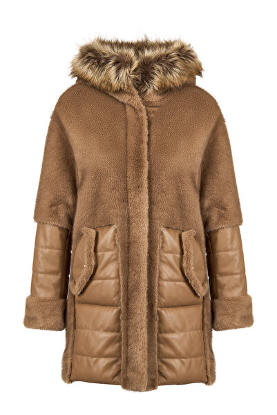 Derimod Virginia Women's Brown Hooded Long Teddy Coat 25Wgp5131Ff