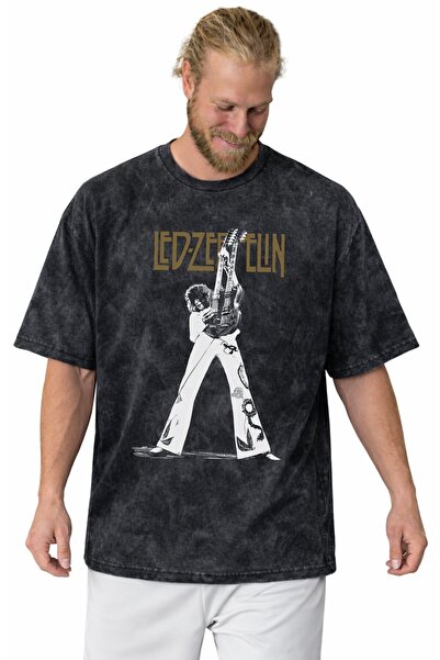SEVBANO Tricou cu imprimeu Led Zeppelin Rock Metal Music Band, unisex, suprad...