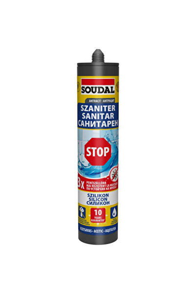 OEM Silicon sanitar Soudal Stop, pentru baie si bucatarie, antracit, 280 ml