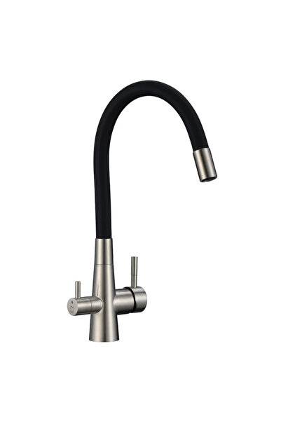 OEM Baterie bucatarie Riveco, monocomanda, cu sistem filtrare apa, negru - crom