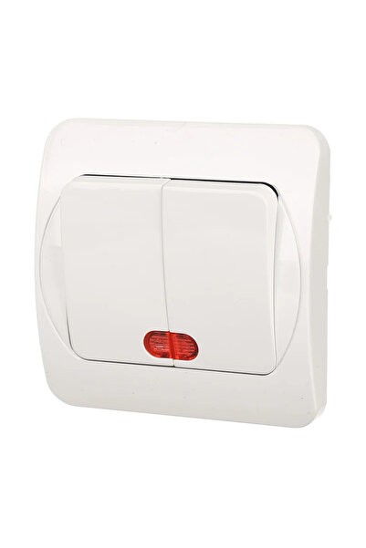 OEM Quatric Praktic Διπλό διακόπτης, κλασικός, με LED, IP20, λευκός