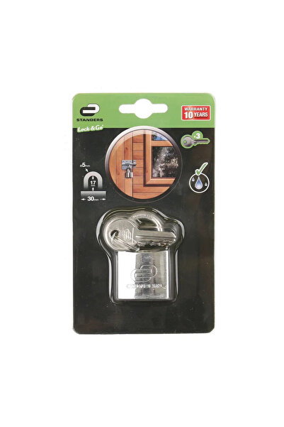 STANDERS Λουκέτο με κλειδί, για εξωτερική χρήση, Standers, ορείχαλκος, 30 mm