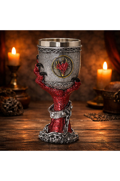 hediyeconcepti Orta Çağ Ejderha Pençesi Tasarımlı 3D Kabartmalı Fantasy Kadeh...