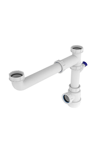 OEM Sifon ajustabil pentru chiuveta, 2 cuve, cu racord masina spalat, 1' 1/2,...