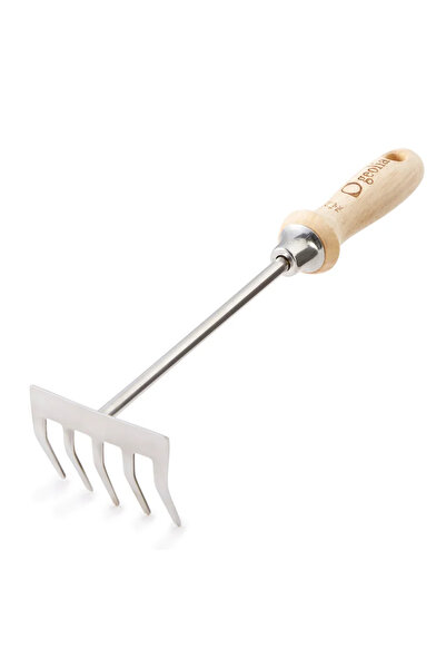 GEOLIA Μίνι τσουγκράνα Geolia, ατσάλινη, ξύλινη λαβή