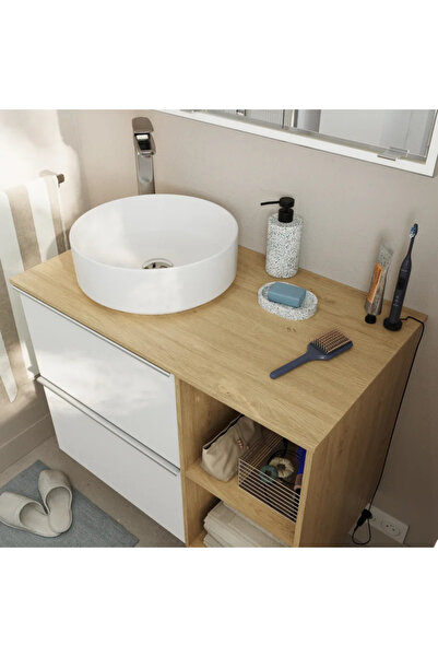 sensea Πάγκος μπάνιου, μοριοσανίδα, μοντέρνος, 80 x 1,2x 46 cm, δρυς