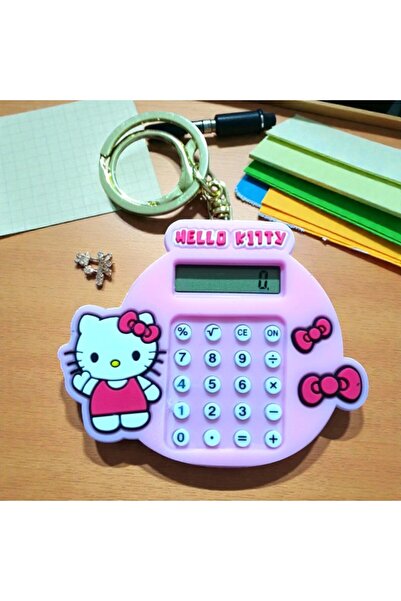 Kuzey PEMBE HELLO KİTTY ANAHTARLIKLI MİNİ HESAP MAKİNASI ÇOCUKLARA ÖZEL KARNE...