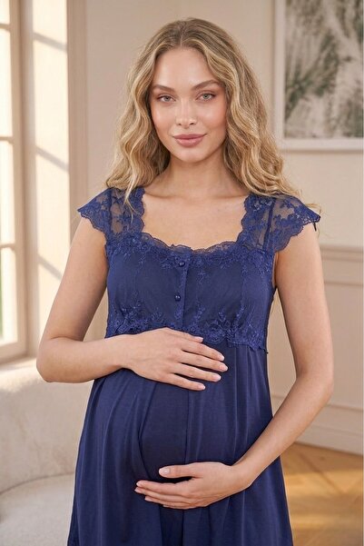 Lohussa Noul sezon, cu bretele, albastru marin dantelă Set de pijamale de var...