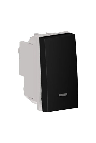 OEM Απλός διακόπτης Himel με πρίζα LED, 1 μονάδα, μαύρος
