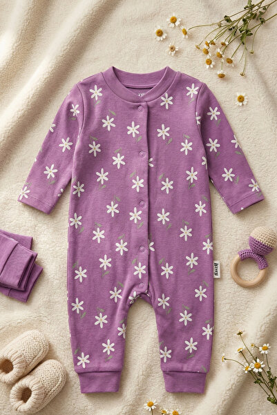 zumino Floral Patterned Baby Girl Jumpsuit