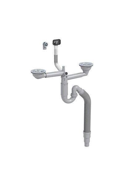 EQUATION Εύκαμπτη παγίδα νεροχύτη Equation, με υπερχείλιση, 2 μπολ, βαλβίδα, ...