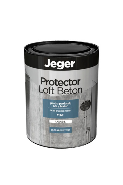OEM Защитен матов лак за подове, бани и плотове, Jeger, ефект на лофт бетон, 1 л