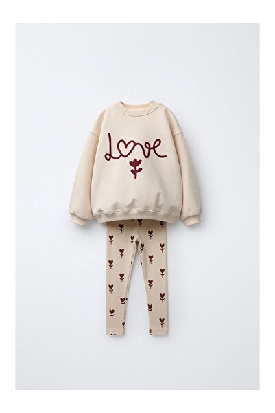 Petit Kids Club KIZ ÇOCUK OVERSİZE SWEATSHIRT VE KAŞKORSE TAYT İKİLİ TAKIM