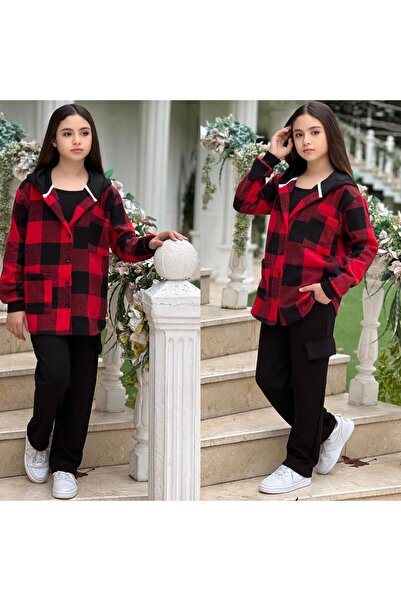 zavera for kids Cămașă-jachetă pentru fete Oduncu Flanel cu glugă - Pantaloni...