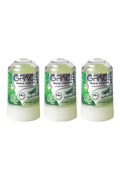 Grace 3 pieces of deodorant with aloe vera extract and pure natural alum ston...