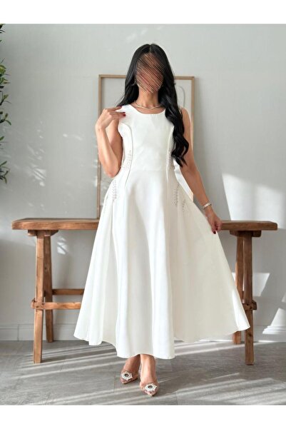 SKY dresses فستان ابيض تطريز لولو