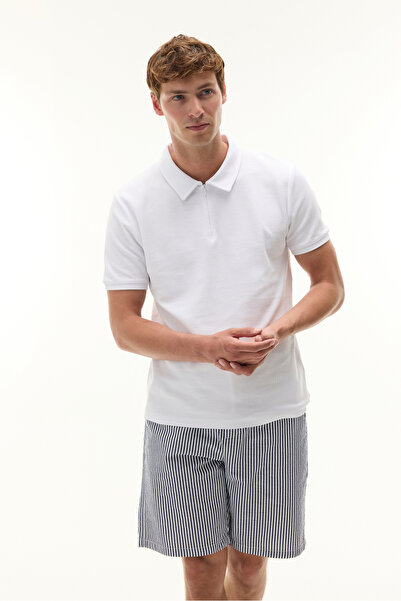 Mudo Zippered Polo Collar T-Shirt