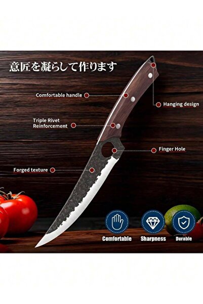 OSOOKE 3-Piece Hand Forged Meat Cleaver Set, High Carbon Steel Sharp Butcher Knives, Ergonomic Handle