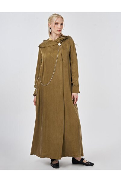 Kayra %100 Lyocell Metal Aksesuarlı Giy Çık Koyu Oliv