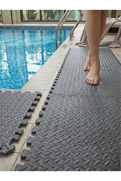 CARPAZAR 50x50 13mm Havuz Kenarı Kaydırmaz Puzzle Zemin Kaplama Gri