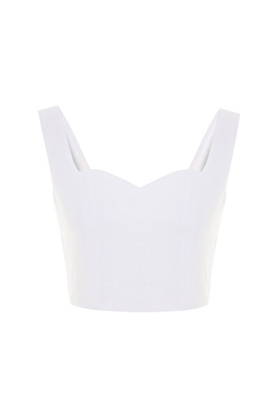 Mudo Sleeveless Crop Linen Bluz