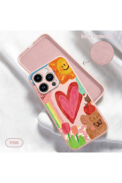 ucuc iPhone 14 Pro Uyumlu İç Kadife Yüzey Kamera Koruması Anti-Darbe Silikon ...