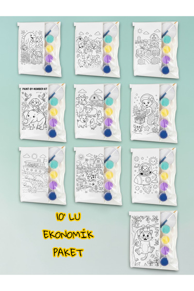 sharp&art Çocuk Resimleri Serisi Seramik Boyama Seti 10' lu Ekonomik Paket, Ç...