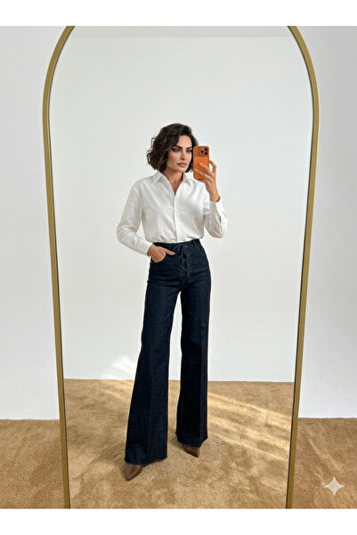 Rute butik Lace Detailed High Waist Denim Pants