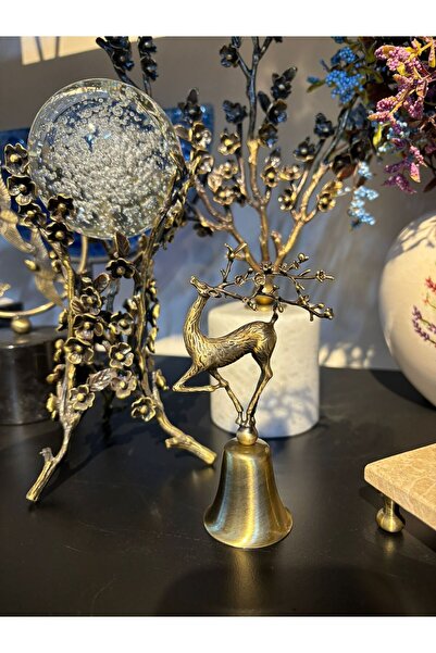 Empressco Eskitme Çiçek Boynuzlu Geyikli Metal Dekoratif Çan Mum Söndürücü