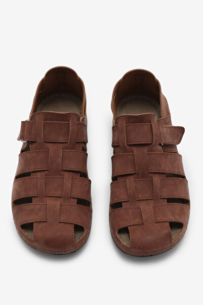 Tonny Black Men's Tan Comfortable Fit PU Sole Closed Sandals