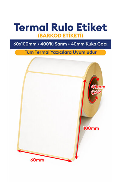 Etiketin Ambalaj 60x100 Termal Barkod Etiketi Eko Termal E-Ticaret Etiketi 40...