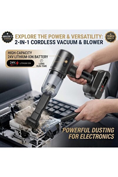 Generic Handheld Car Vacuum Cleaner Cordless, 15000PA High Power Car Vacuum Cleaner & Air Duster, 4-in-1 Por