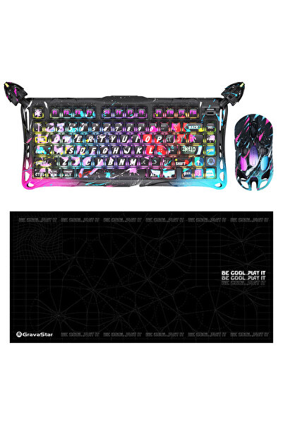 Gravastar V75 Pro Manyetik Kablolu Gaming Klavye, XPro Kablosuz Optik Mouse v...
