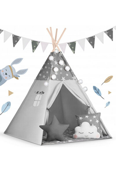 NUKIDO Παιδική σκηνή παιχνιδιού, με παράθυρο, 3 μαξιλάρια, φώτα και γιρλάντα,...