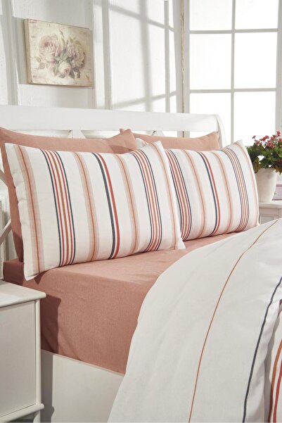 Rasel Tekstil Bodrum Cotton Piece Double Duvet Cover Set 200X220 cm Tile