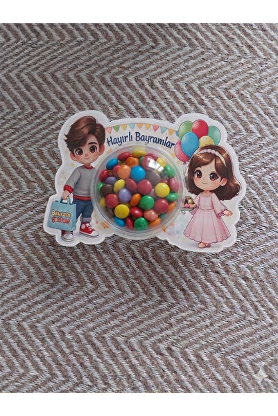 KILIÇ Hayırlı Bayramlar Temalı Figürlü Standlı Renkli Çikolata Draje (10 Adet)