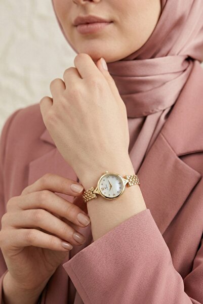 InStyle Round Frame Gold-White Women Wrist Watch