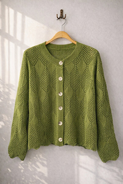 Retrobird Perforated Spring Cardigan Women's Khaki