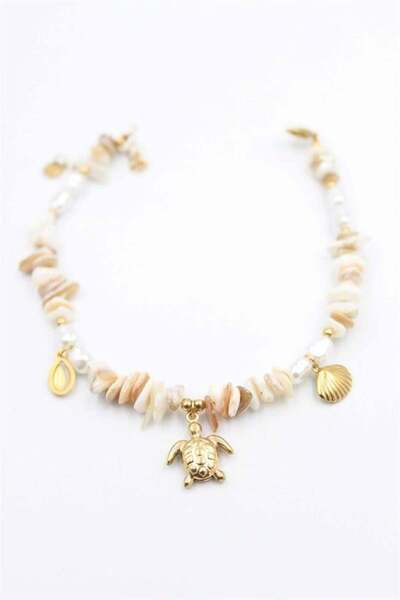 MENESSA خلخال من الحجر الطبيعي - ذهبي