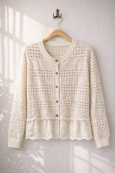 Retrobird Embroidered Pack Romantic Cardigans for Women in Stone Color