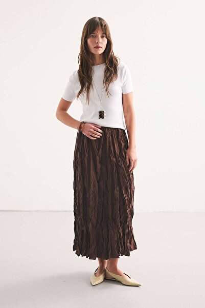 Hooopstore Crush Textured Brown Skirt